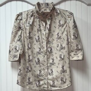 Back Forty Retro Cowgirl Western Snap Shirt XL Horseshoe